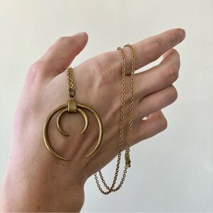 Aureus + Argent Banana Republic | Brass Long Western Native Crescent Necklace